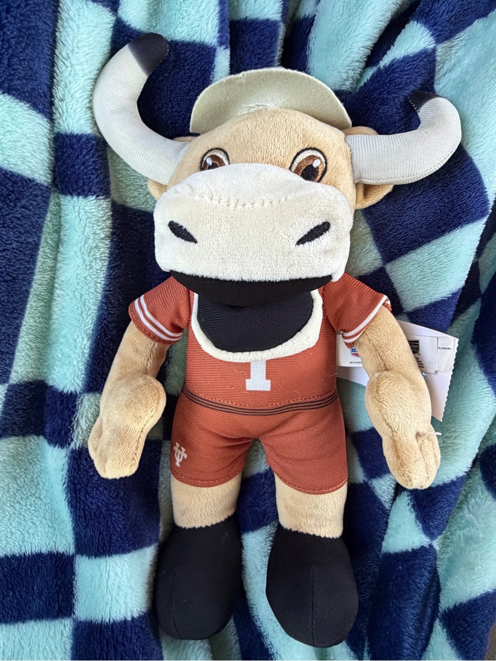 Beige and Orange Plush Texas Longhorn Mascot Stuffed Toy